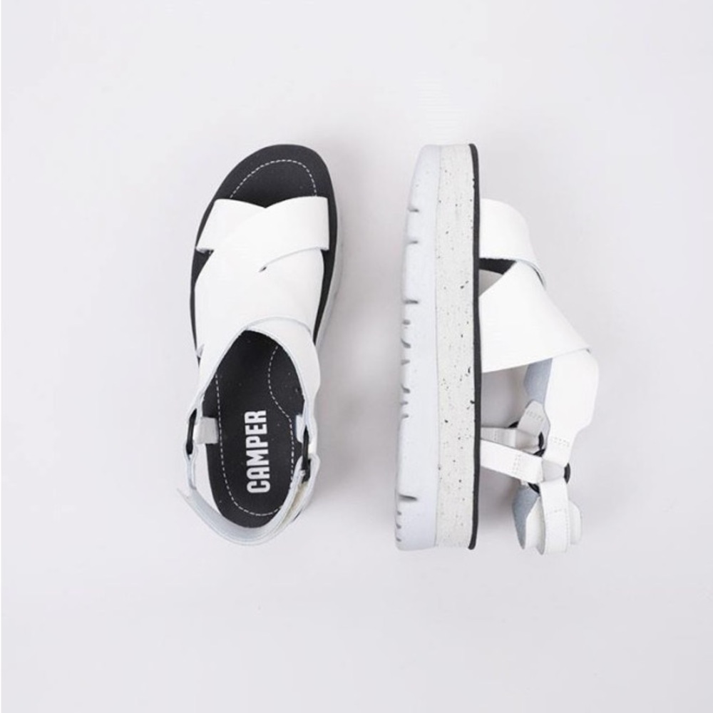 Camper Oruga Up White Leather Platform Sandal - Picture 1 of 8